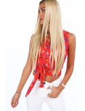 Red envelope blouse with flowers and ties MP28887 - Online store - Boutique